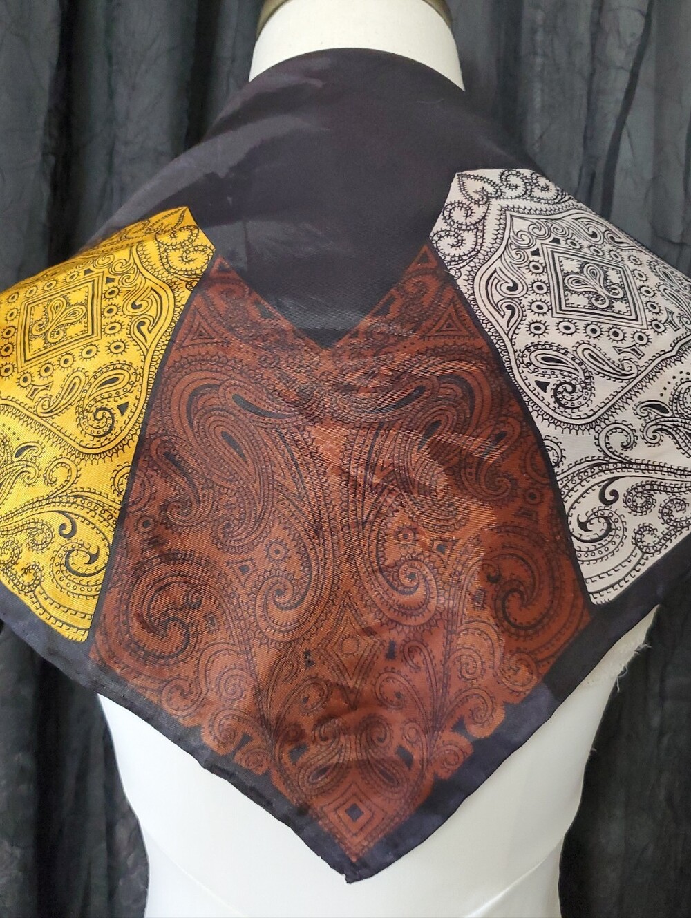 Men's Silk Scarf PICK YOUR COLOR Paisley Eight Colorwheel SQUARE 19"